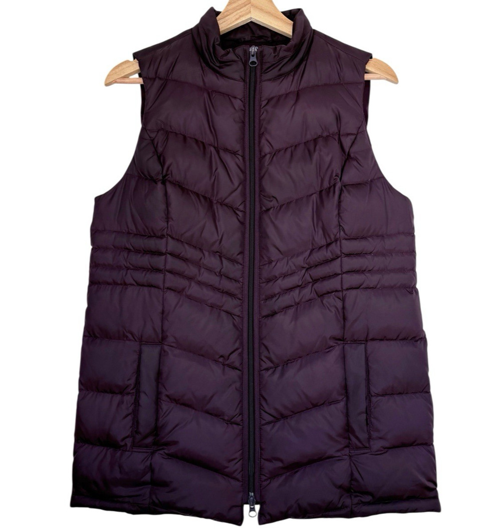 J Jill Down‎ Puffer Vest Plum Purple Quilted Zip Front Lightweight Small Petite